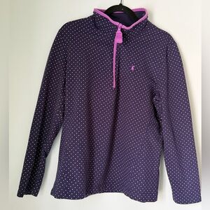 Joules Fairdale Half Zip Sweatshirt – Purple/Magenta Polka Dot – Women’s Size 14